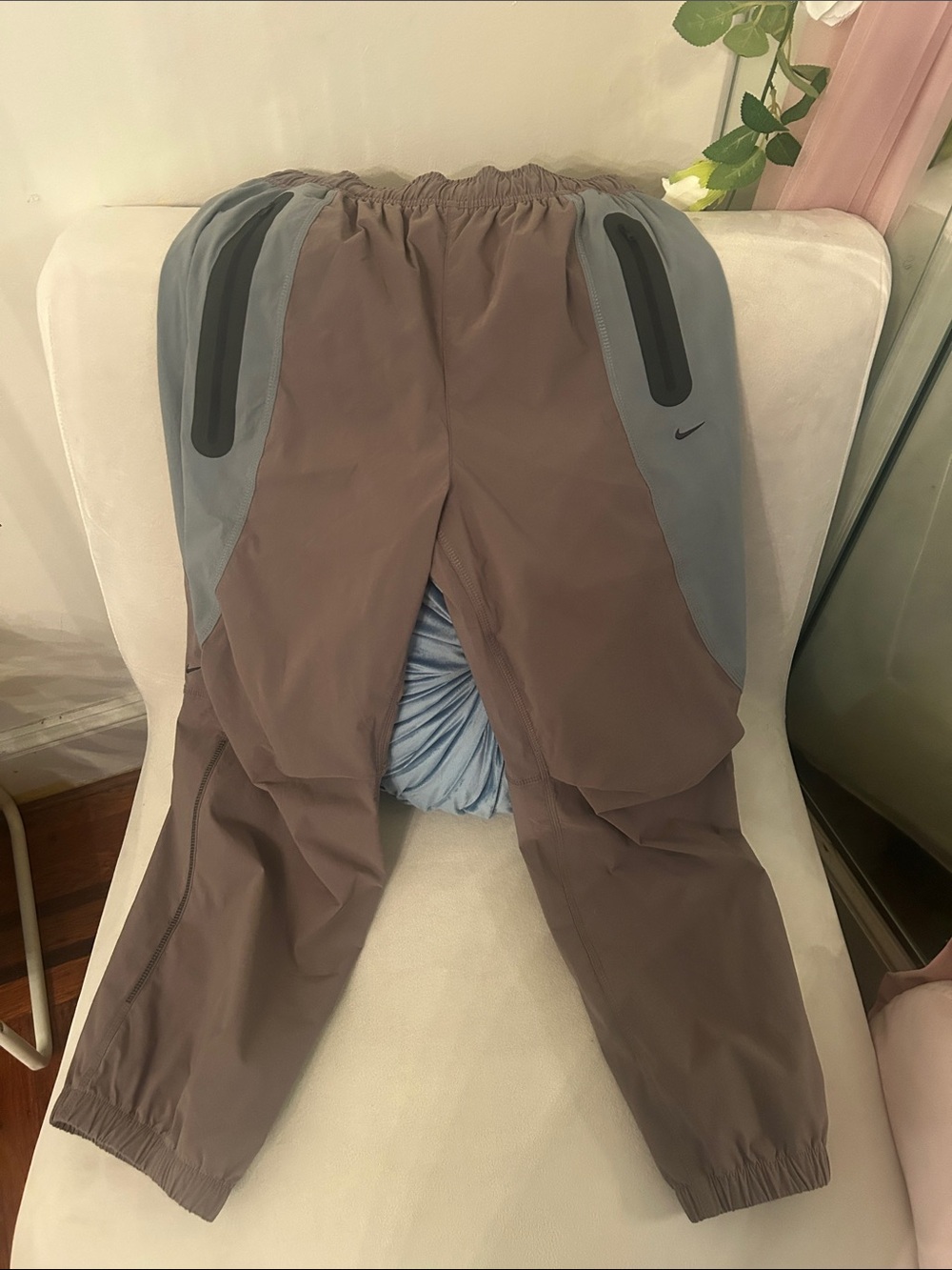 Nike Gray Joggers with Blue Side Panels